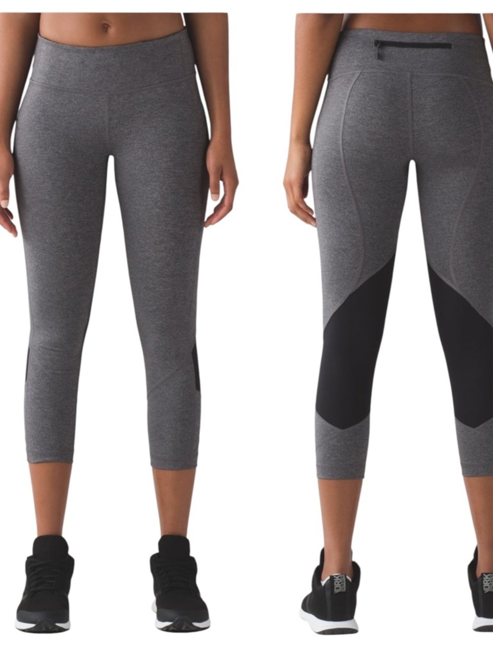 Lululemon “Pace Rival” Crop 22" Leggings — Size 8 — Heathered Black — VGC